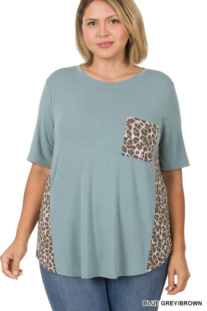 Animal Print Contrast Top