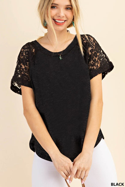 Lace Short Sleeve Top