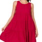 Sleeveless Solid Color Tier Dress