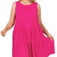 Sleeveless Solid Color Tier Dress