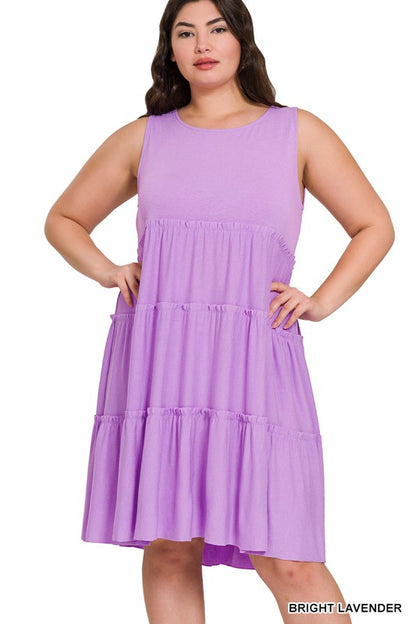 Sleeveless Solid Color Tier Dress