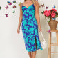 Floral Print Midi Dress with Back Criss Cross Detail