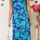 Floral Print Midi Dress with Back Criss Cross Detail