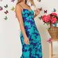 Floral Print Midi Dress with Back Criss Cross Detail