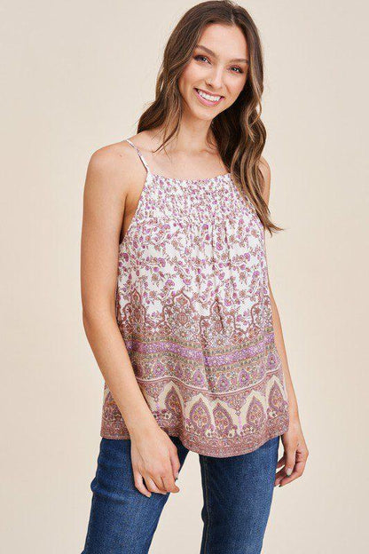 Smocked Neck Tank Top - Southern Sassy Boutique