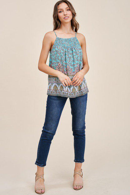 Smocked Neck Tank Top - Southern Sassy Boutique