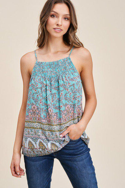 Image: Smocked Neck Tank Top Mint | Southern Sassy Boutique