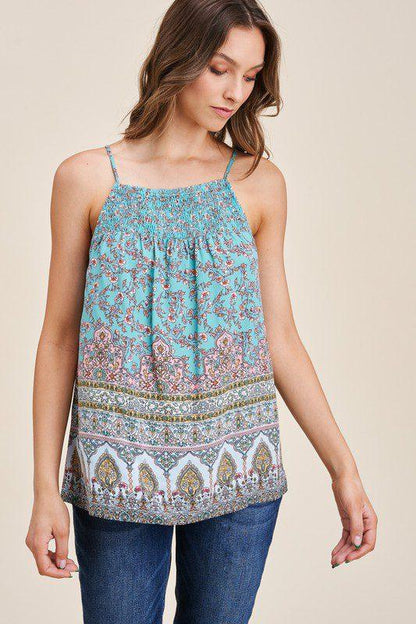 Smocked Neck Tank Top - Southern Sassy Boutique