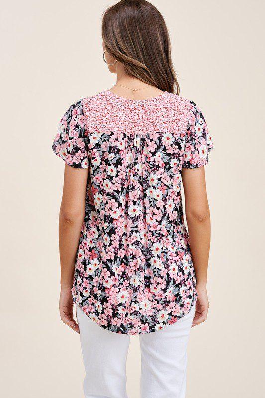 V-Neck Floral Top - Southern Sassy Boutique