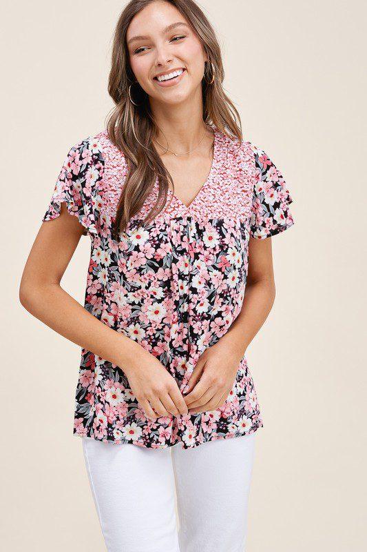 V-Neck Floral Top - Southern Sassy Boutique