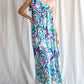 Multi Color Print One Shoulder Self-Tie Dress