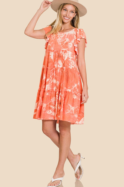 Tie-Dye Ruffle Tiered Dress