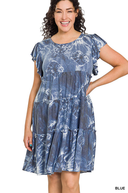 Tie-Dye Ruffle Tiered Dress