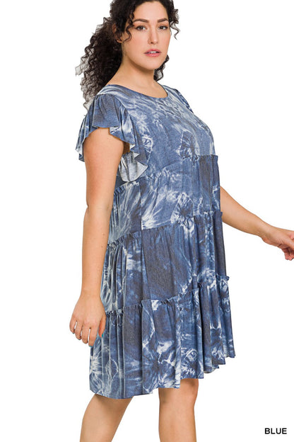 Tie-Dye Ruffle Tiered Dress