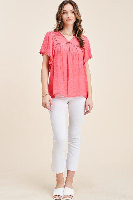 V-Neck Solid Top - Southern Sassy Boutique