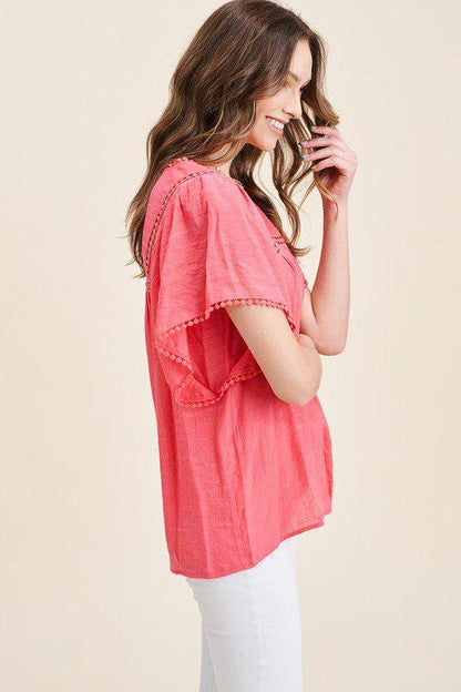 V-Neck Solid Top - Southern Sassy Boutique