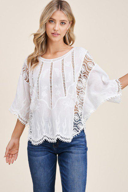 Image: Lace Crochet Top White | Southern Sassy Boutique