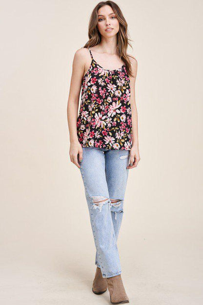 Floral Print Ladder Tank Top - Southern Sassy Boutique