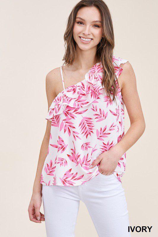 One Shoulder Ruffle Top - Southern Sassy Boutique