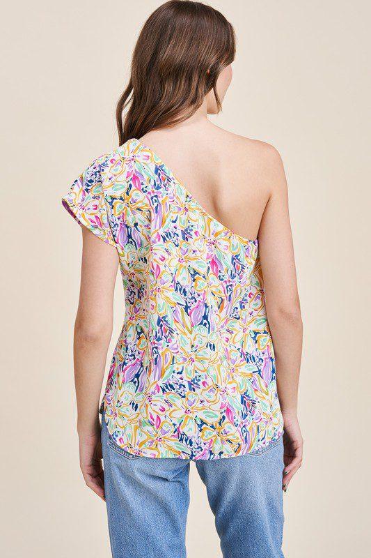 Floral Print One Shoulder Top - Southern Sassy Boutique