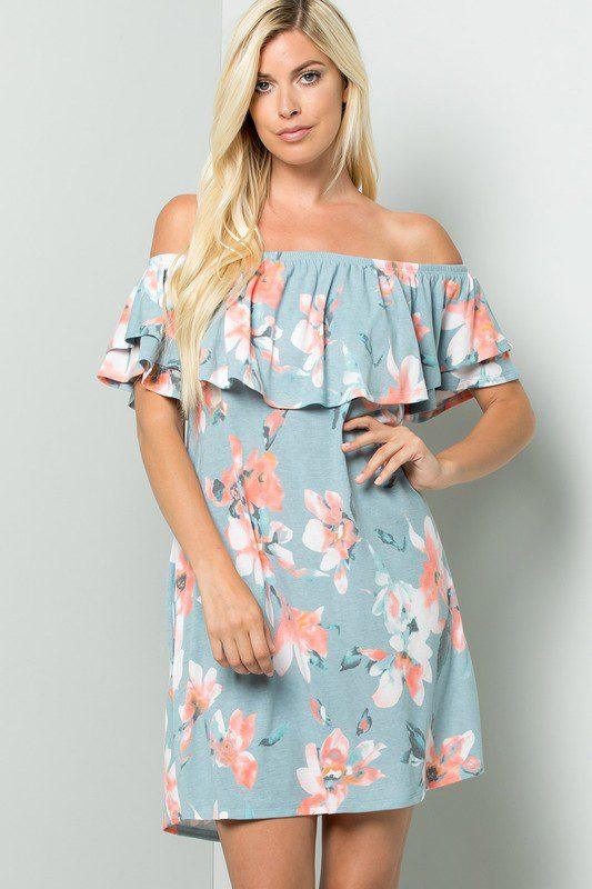 Image: Floral Print Dress Blue | Southern Sassy Boutique