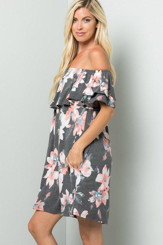 Floral Print Dress - Southern Sassy Boutique