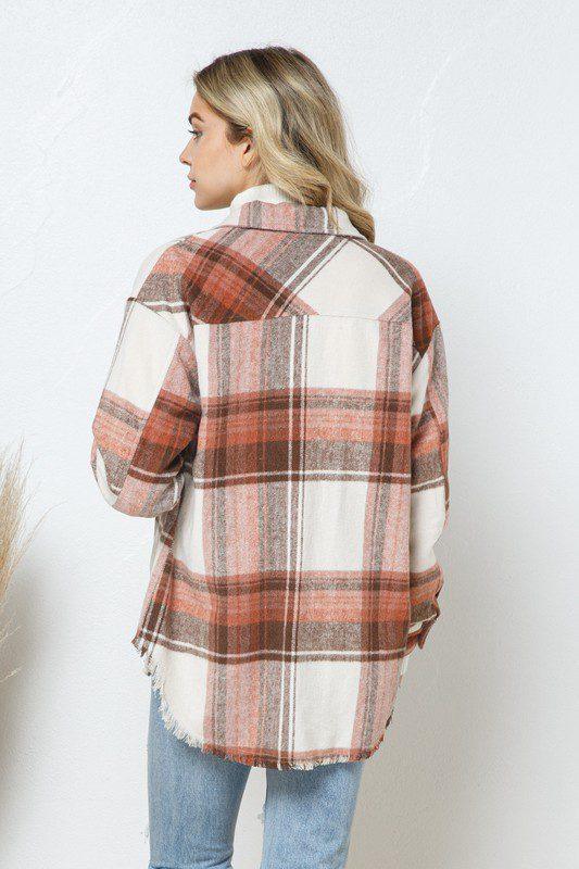 Yarn Dyed Plaid Shacket With Front Pockets - Southern Sassy Boutique