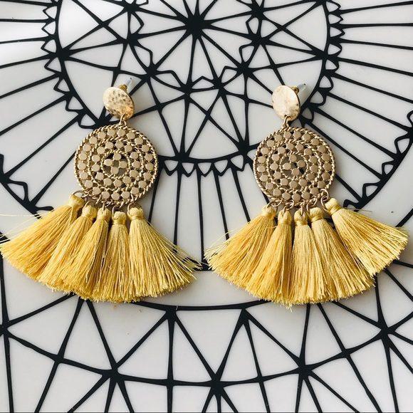 Hammered Metal Tassel Drop Earrings - Southern Sassy Boutique