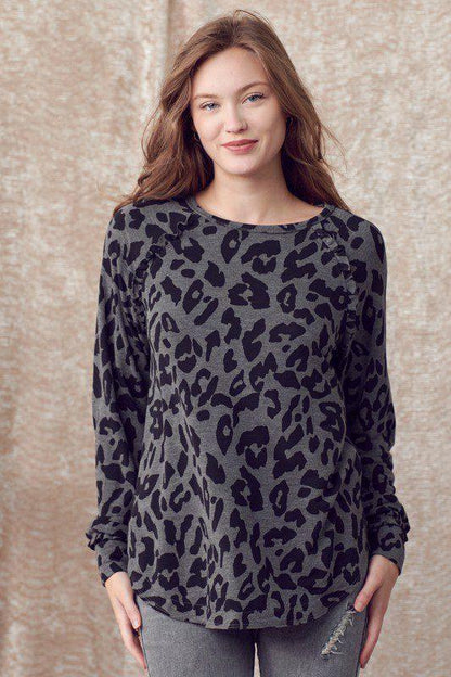 Long Sleeve Animal Print Top - Southern Sassy Boutique