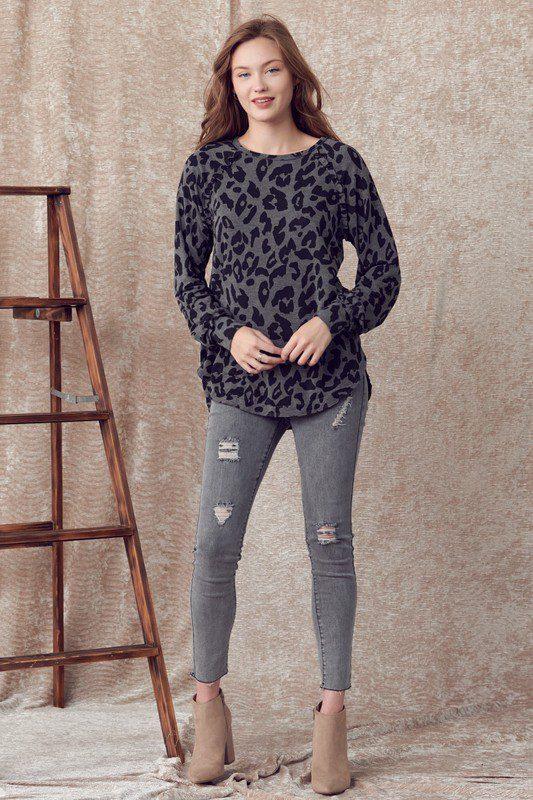 Image: Long Sleeve Animal Print Top Black | Southern Sassy Boutique