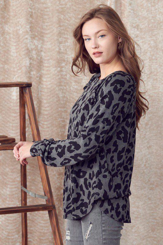 Long Sleeve Animal Print Top - Southern Sassy Boutique