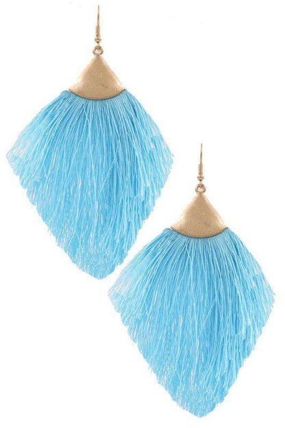 Image: Cotton Tassel Fan Earrings Aqua | Southern Sassy Boutique