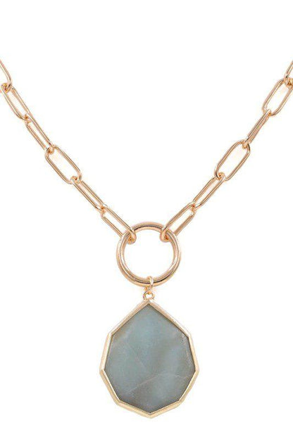 Image: Semi Precious Stone Pendant Necklace Mint | Southern Sassy Boutique