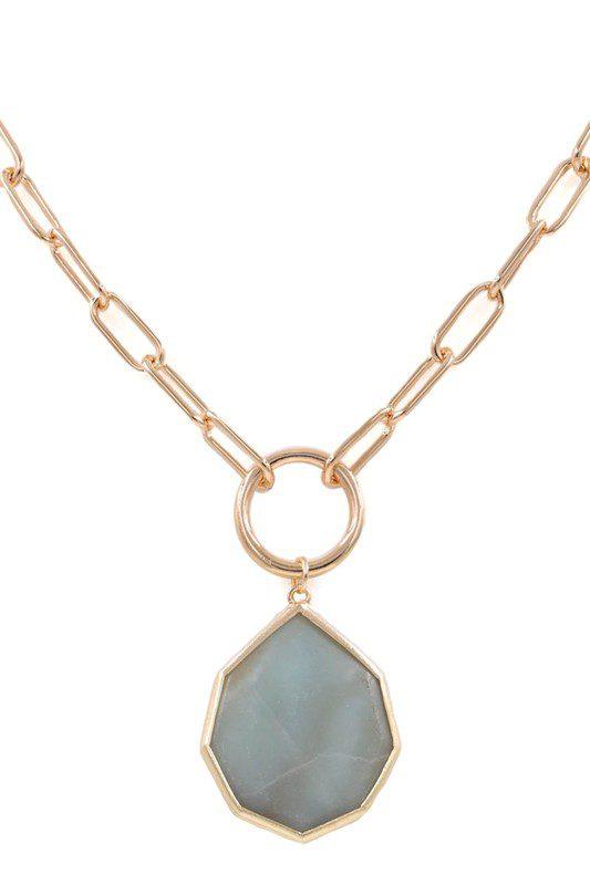 Image: Semi Precious Stone Pendant Necklace Mint | Southern Sassy Boutique