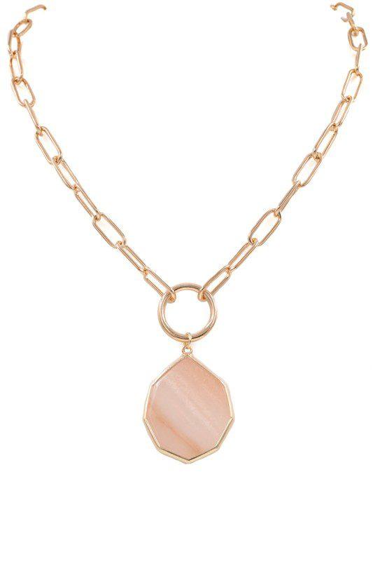 Image: Semi Precious Stone Pendant Necklace Peach | Southern Sassy Boutique