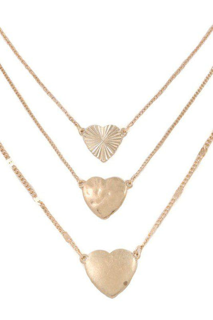 Triple Layered Heart Necklace - Southern Sassy Boutique