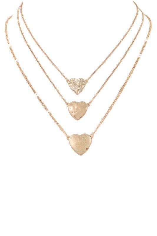 Image: Triple Layered Heart Necklace Gold | Southern Sassy Boutique