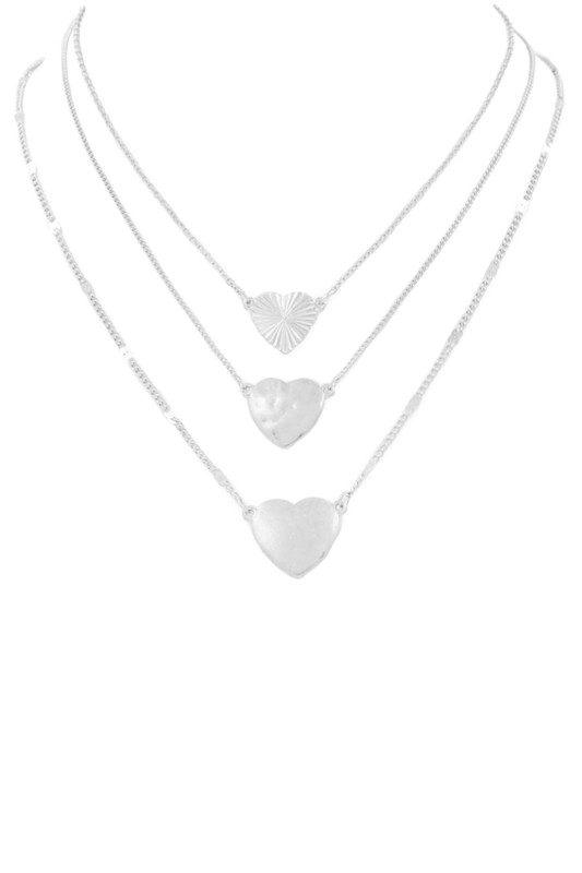 Image: Triple Layered Heart Necklace Silver | Southern Sassy Boutique