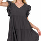 Ruffle Sleeve Tiered Mini Dress