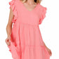 Ruffle Sleeve Tiered Mini Dress