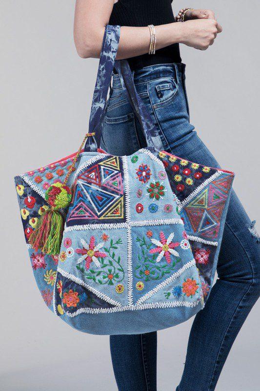 Image: Multi Purpose Tote Denim | Southern Sassy Boutique