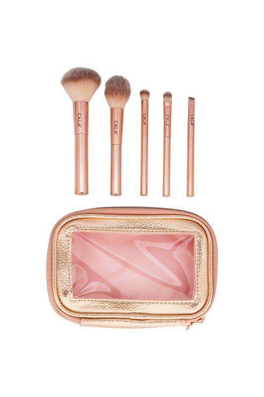 Image: Rose Radiance 5 Pcs Brush set with Pouch. Rose | Southern Sassy Boutique