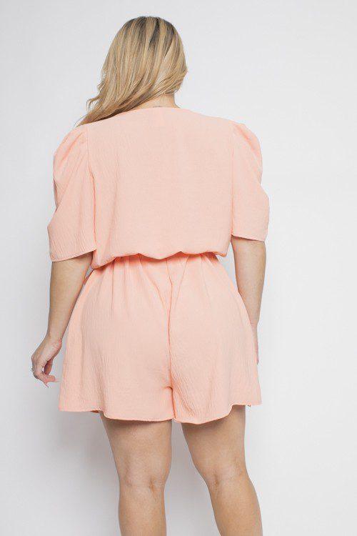 Puff Sleeve Romper - Southern Sassy Boutique