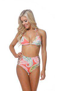 Image: Two Piece Bikini Coral Paisley | Southern Sassy Boutique