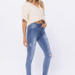 High Waist Destroyed Buttonfly Jeans - Southern Sassy Boutique