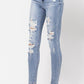 Beach Splash Destroyed Skinny Jeans - Southern Sassy Boutique