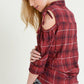 Plaid Cold Shoulder Top - Southern Sassy Boutique