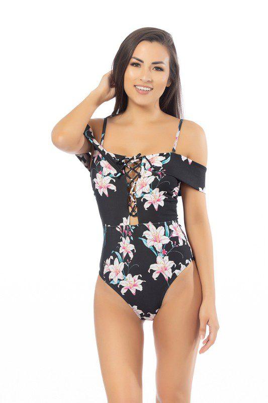 Image: One Piece Bikini Black Multi | Southern Sassy Boutique