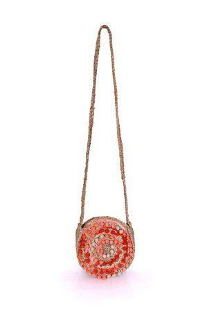 Image: Coral Pompom Bag Natural | Southern Sassy Boutique