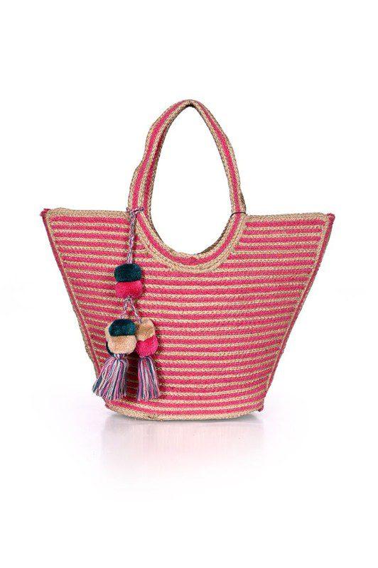 Jute Lurex Stripe Detailed Tote - Southern Sassy Boutique